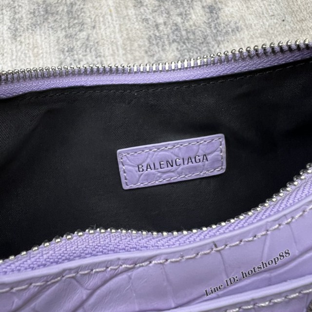 Balenciaga專櫃爆款Le Cagole半月牙腋下包餃子包 巴黎世家經典小號爆裂黑鱷金機車包 fyj1089